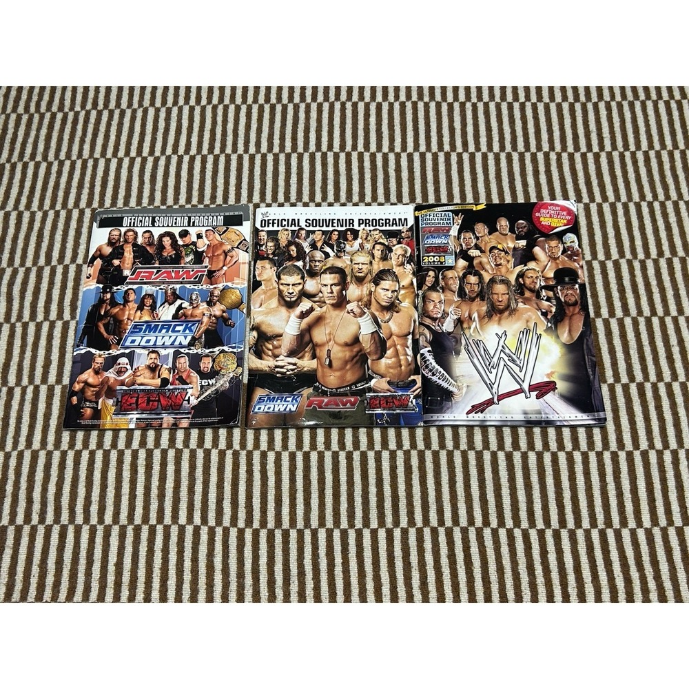 WWE Lot of 3 Offical Souvenir Programs 06-08 Collectibles Raw Smackdown ECW Rare